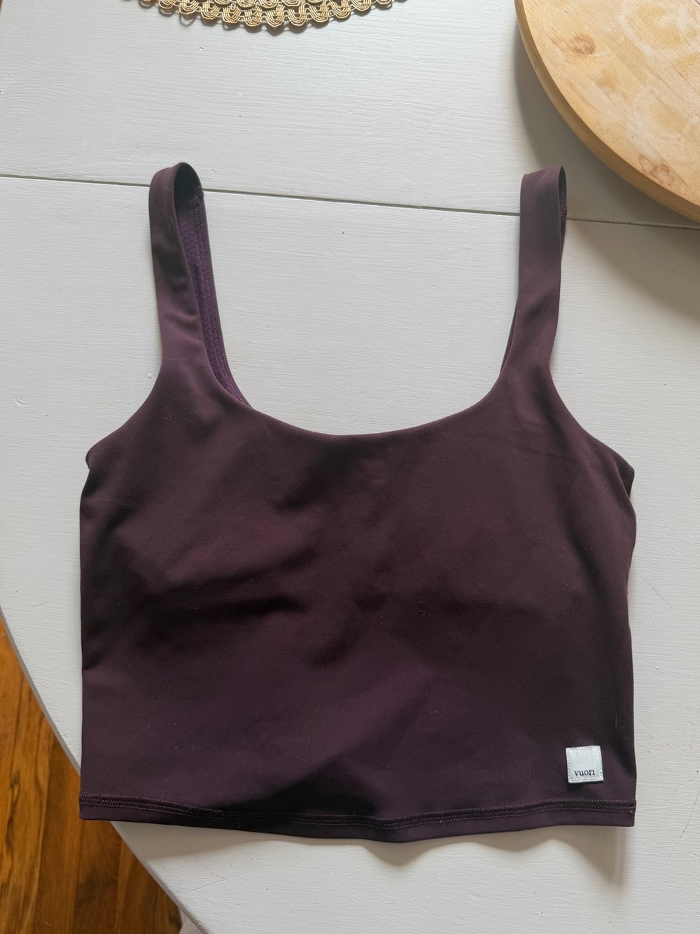 Vuori Daily Crop Tank in Color Ruby and Size XS